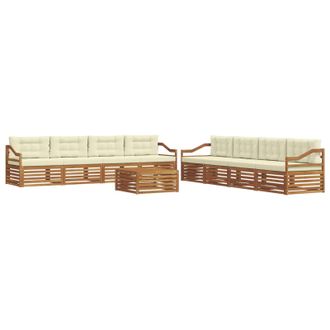 vidaXL Set Di Divani Da Esterno 9 Pz Naturale E Crema Vidaxl