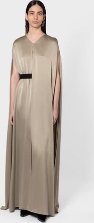 Roksanda Ilincic Fyeris Brushed Silk Caped Maxi Dress in Poire at Nordstrom, Size 12