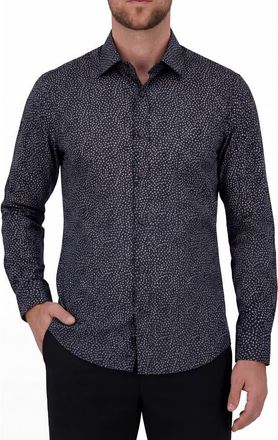 Report Collection Regular Fit Frond Print 4-Way Stretch Button-Up Shirt in 41 Navy at Nordstrom Rack, Size X-Large