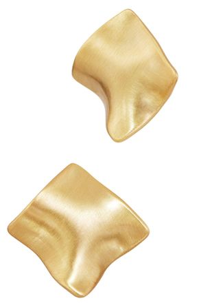 Savvy Cie Jewels GOLD PLATED WARPED SQUARE STUD EARRINGS