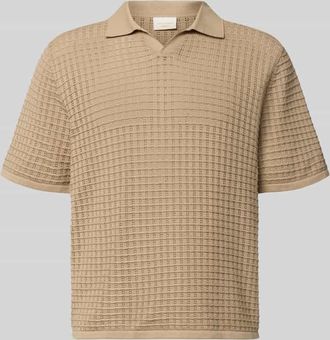 Jack & Jones Jack & Jones Regular Fit Poloshirt mit V-Ausschnitt in Beige, Gr&ouml;&szlig;e XXL