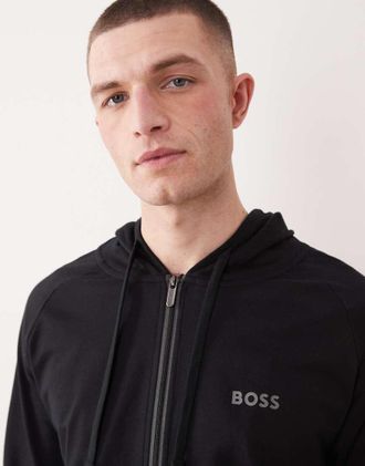 HUGO BOSS BOSS - Bodywear Authentic - Felpa con cappuccio da casa nera-Nero