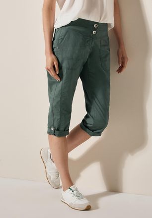 Cecil Caprihose CECIL Style New York, Damen, Gr. 27, N-Gr, gr&uuml;n (balmy khaki), Web, Obermaterial: 98% Baumwolle, 2% Elasthan, unifarben, normal kniebedecken