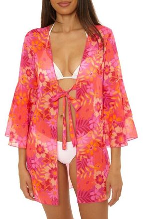 BECCA by Rebecca Virtue Copacabana Chiffon Cover-Up Tunic in Pink Multi at Nordstrom, Size Large