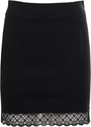 Twinset Short Skirts, female, Black, 2XS, Black Lace Trim Mini Skirt