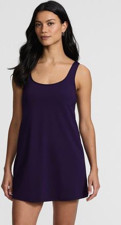 Lands End Plus Size Scoop Neck Mini Swim Dress Swimsuit in Blackberry at Nordstrom, Size X-Small