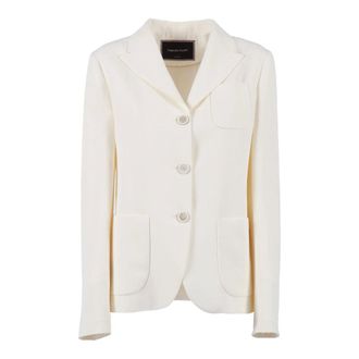 Fabiana Filippi Blazers, female, White, Size: XS Giacca avvitata collo rever in fluido viscosa lino