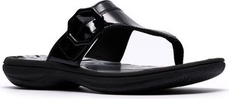 Clarks Breeze Cove Flip Flop in Black Patent at Nordstrom Rack, Size 5