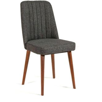 Dmora Sedia Champi, Seduta indoor, Sedia imbottita, Poltrona multiuso, 47x46h89 cm, Noce e Antracite - Dmora