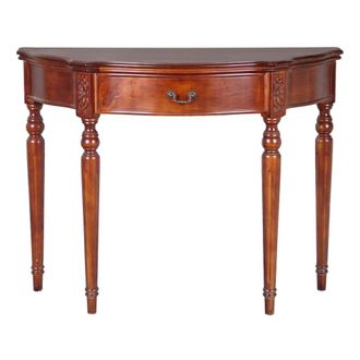 International Caravan Inc Carved Wood Half Moon Table