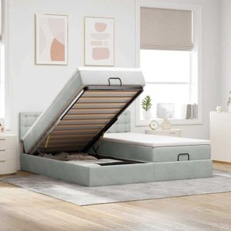 vidaXL Vidaxl - Estructura De Cama Otomana Colchones Terciopelo Gris Claro