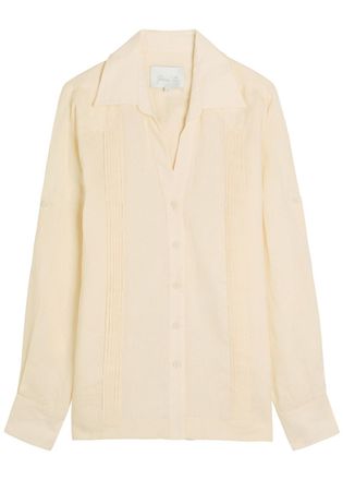 Johanna Ortiz Manly Guayabera Pleated Linen Shirt - Ecru - 2 (UK6 / XS)