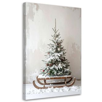 Feeby Cuadro En Lienzo, &Aacute;rbol De Navidad Regalos Trineo, 80x120