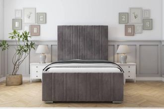 Sloomy Radcliffe Naples Bed Frame With 50 Upholstered Headboard in Grey | Size: Super King