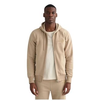 GANT Zip Hoodie Tonal Archive Shield - Heren - Vesten met rits - Bruin - XL - Katoen - Hoodies & sweatvesten