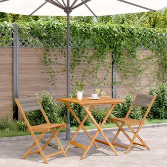 vidaXL Vidaxl - Juego De Bistro De 3 Piezas Polipropileno Y Madera Maciza Gris