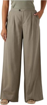 Selected Broeken, Dames, Grijs, M, Wijde Pantalon met Plooi