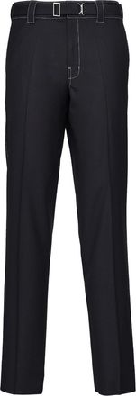 Prada belted wool trousers - men - Wool - 54 - Black