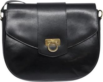 Ferragamo Tweedehands leren schoudertassen - Dames - Vintage Schoudertas - Zwart - ONE Size - Leer - Vintage