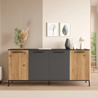 Dmora Aparador Bratislava, C&oacute;moda 2 Estantes, 4 Puertas, 4 Espacios, 160x40x72h Cm Roble Marr&oacute;n