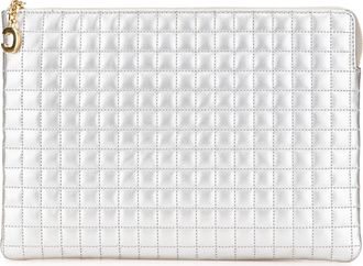 Celine Pre-owned Womens Quilted Leather Clutch Bag - Light Grey - One Size