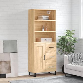 vidaXL Vidaxl - Aparador Alto Madera Contrachapada Color Roble 69,5x34x180 Cm