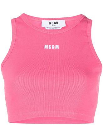 Msgm Canotta crop con stampa - Rosa