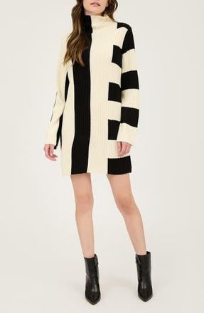 August Sky Colorblock Rib Long Sleeve Sweater Dress in Ivory Multi at Nordstrom Rack, Size Medium