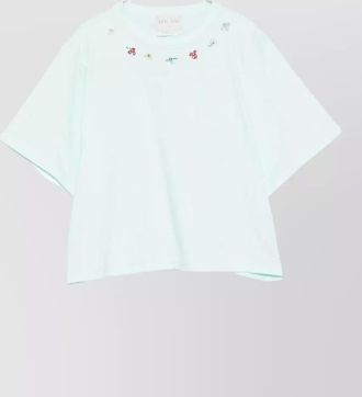 Forte_Forte cotton t shirt cropped round neck embroidery