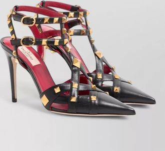 Valentino Garavani leather pumps studs ankle strap high heel