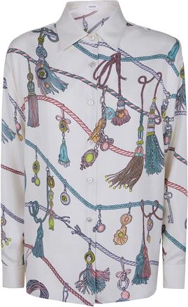 Versace Overhemden, Dames, Veelkleurig, S, Zijdekeper Blouse