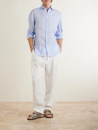Brunello Cucinelli Cutaway-Collar Linen Shirt