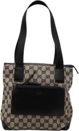 Gucci Pre-owned Shoulder Bags, female, Beige, Size: ONE SIZE Pre-owned Canvas Tote