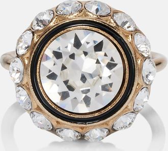 Valentino Crystal-embellished enamel ring