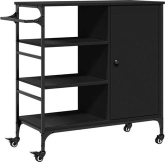 vidaXL Carrito de cocina madera de ingeniería negro 87,5x38,5x84,5 cm Vidaxl