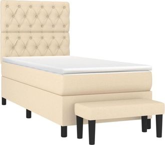 vidaXL Vidaxl - Cama Box Spring Con Colch&oacute;n Tela Color Crema 80x200 Cm