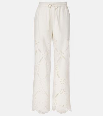 Veronica Beard Daisy cotton and linen wide-leg pants