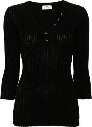 Elisabetta Franchi ribbed-knit jumper - women - Viscose/Metallized Polyester/Polyester - 46 - Blue