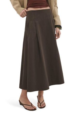 Mango Pleated Midi Skirt in Chocolate at Nordstrom, Size 10