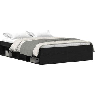 vidaXL Estructura De Cama Sin Colch&oacute;n Roble Negro 140x200 Cm Vidaxl