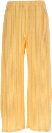 Issey Miyake Mellow Pleats Broeken - Dames - Wijde Broeken - Geel - 2XL - Polyester - Broeken