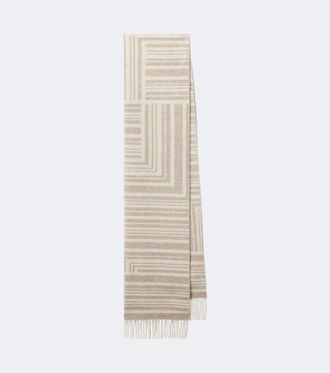 Joseph Ayla fringed jacquard wool and cashmere scarf