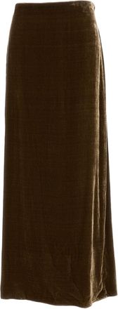 P.A.R.O.S.H. Brown Viscose-Silk Velvet Asymmetric Maxi Skirt