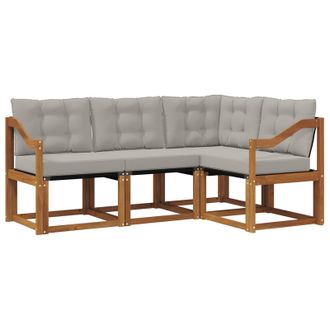 vidaXL Conjunto De Sof&aacute;s De Exterior 4 Pcs Gris Natural Y Claro Vidaxl