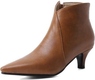 Generic Women Chic Kitten Heel Short Boots with Sleek Pointed Toe, Versatile Footwear for Work and Weekend Wear,Yellow,14 UK