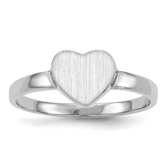 Diamond2Deal 14k White Gold Open Back Heart Signet Ring