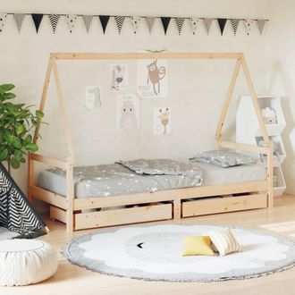 vidaXL Estructura De Cama Infantil Con Cajones Madera Pino 90x190 Cm Vidaxl