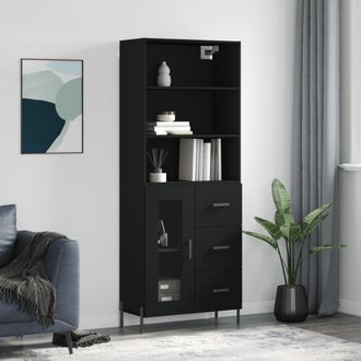 Berkfield Home Highboard Black 69.5x34x180 cm Engineered Wood