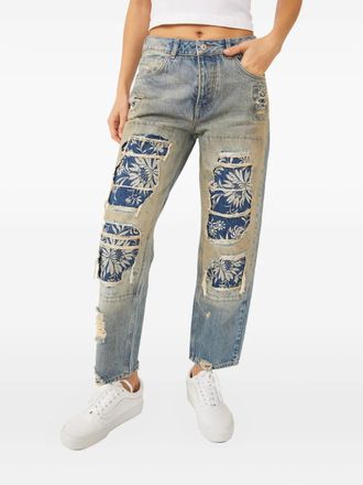 Free People floral-print distressed jeans - women - Fabric - 25 - Blue