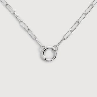 Monica Vinader Sterling Silver Alta Textured Chain Charm Necklace